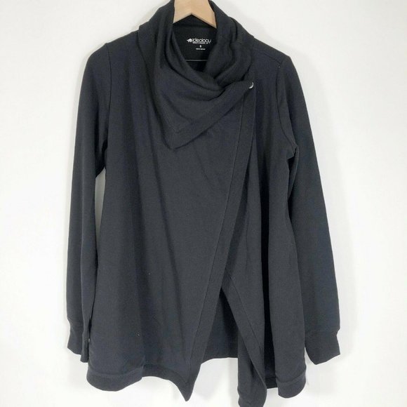 Ideology Snap Front Wrap Sweatshirt M Black Long - Picture 8 of 10